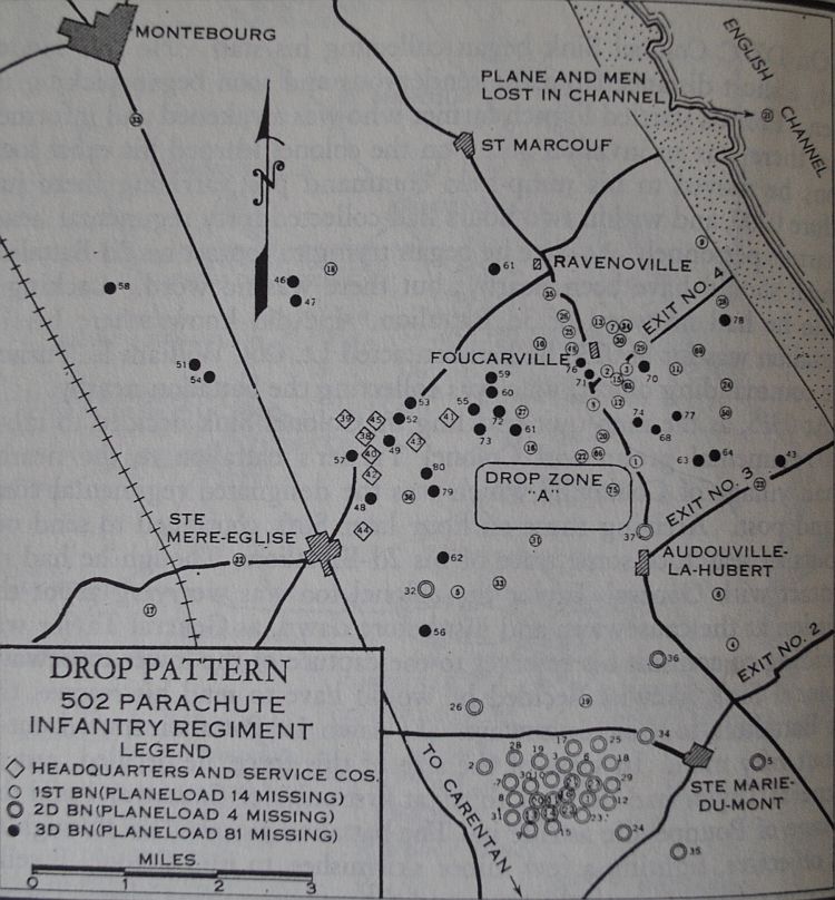 Schemat lądowania 502nd PIR w Normandii